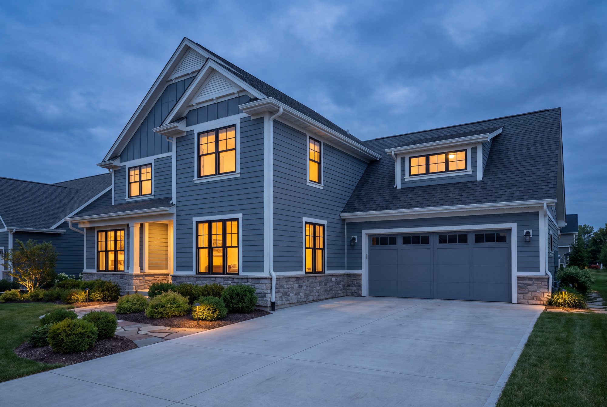 Craftsman exterior at dusk