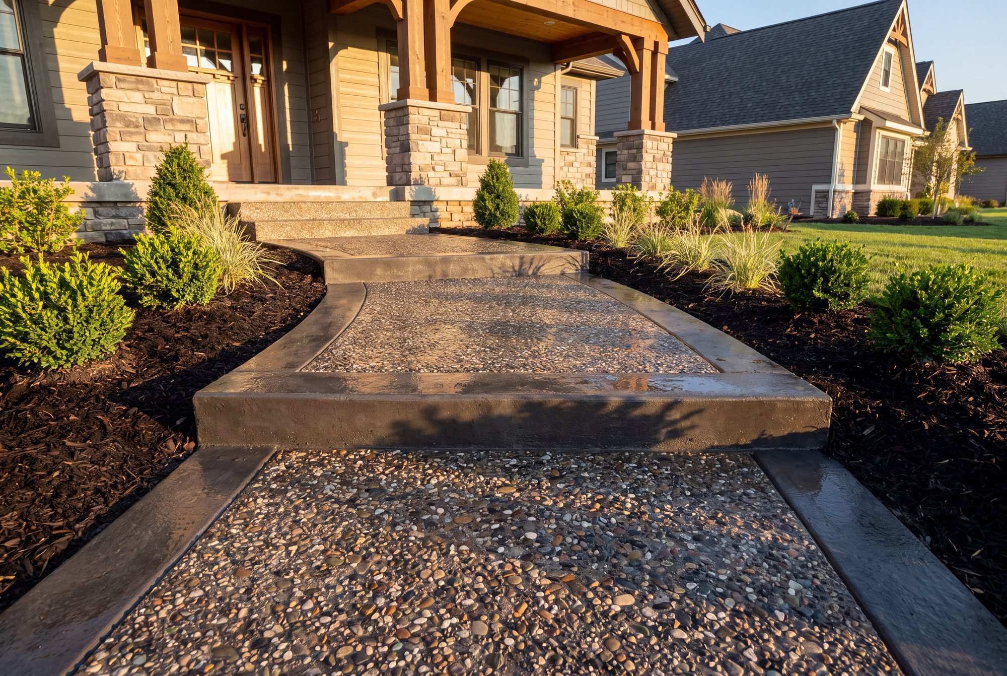 Exposed aggregate walkway